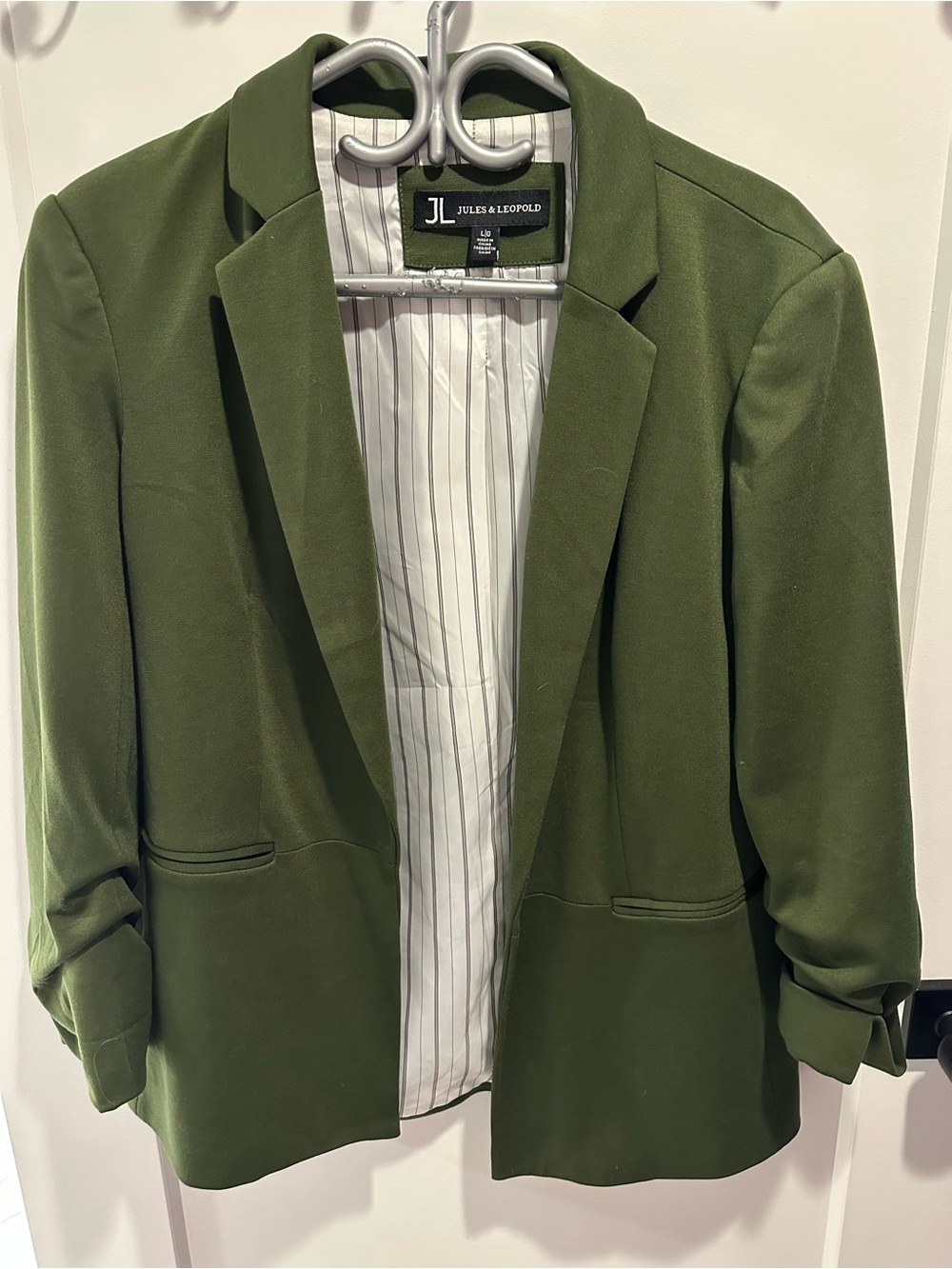 Jules & Leopold Olive Green and Black Lined Blazer